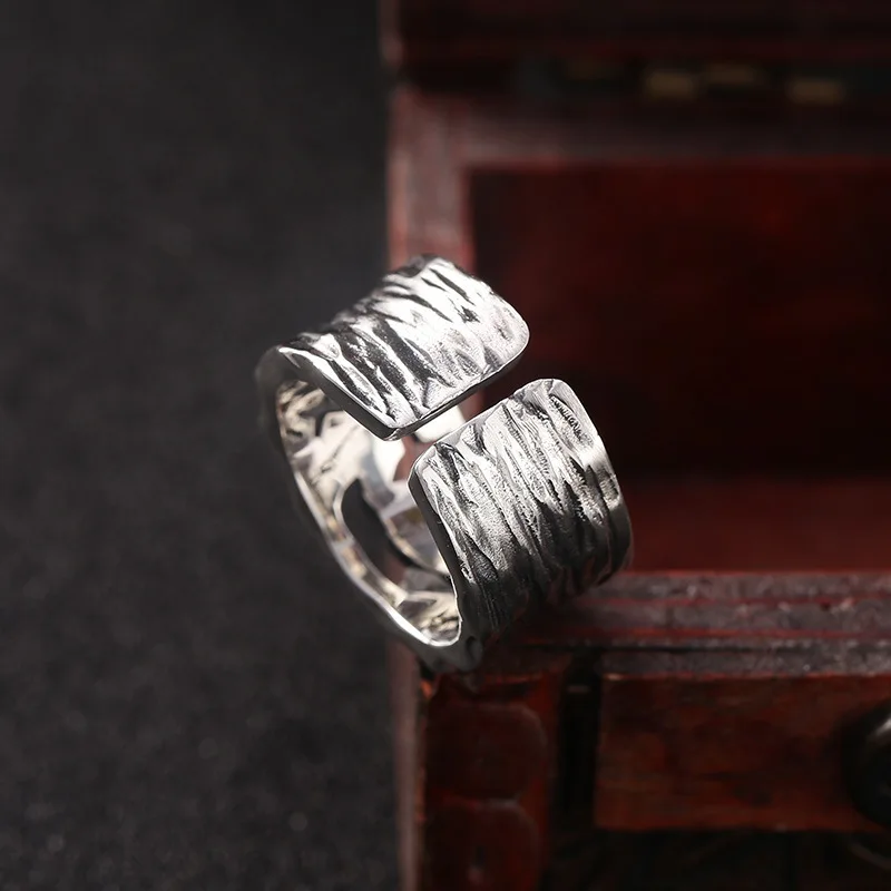 925 sterling silver ring men's clown ring wide version index finger with opening creative personality Thai silver retro ornament