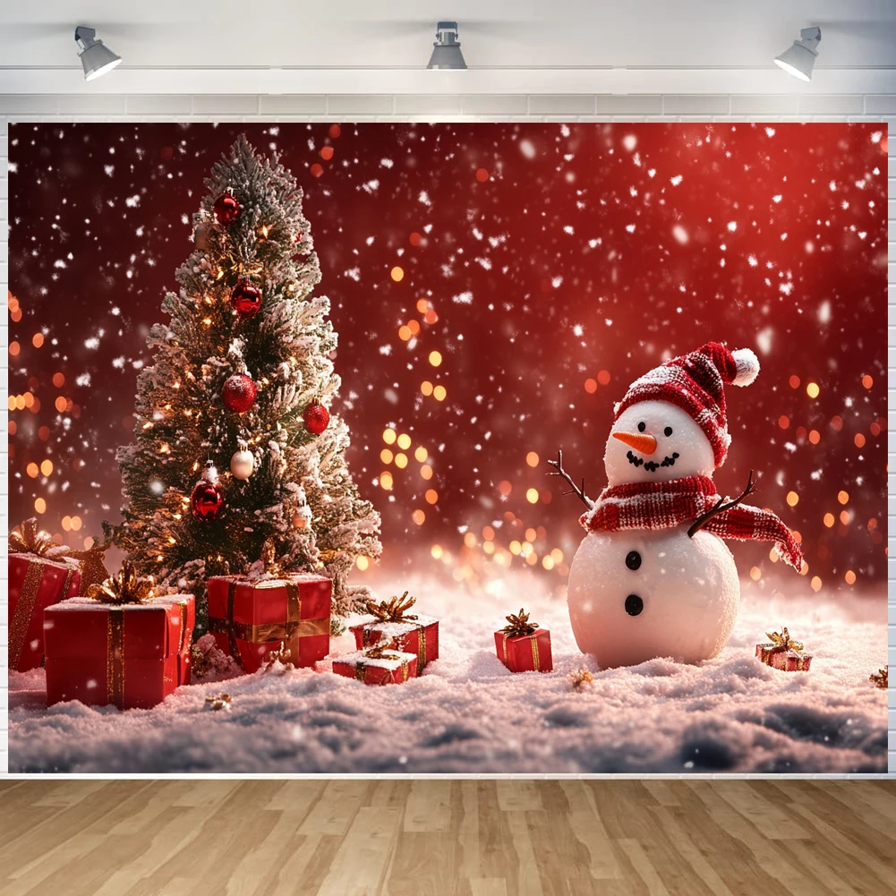 Christmas Banner Photography Background Christmas Tree Snowman Photo Background Christmas Party Supplies Home Wall Decoration