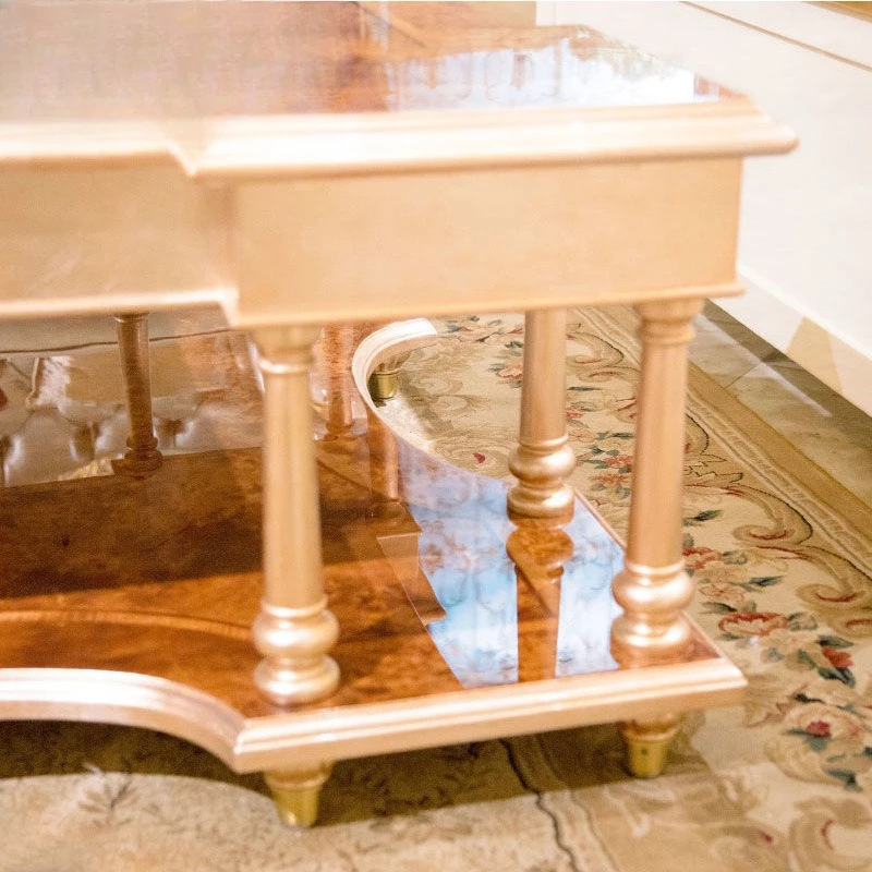 European mahogany carved coffee table champagne long coffee table neoclassical 1.3 meters coffee table TV cabinet combination 5