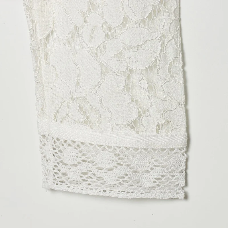 Women's Shirt 2025 New Fashion Long Sleeve Waist-Cinching Lace Crochet Stand Collar Shirt Shirt for Women Vintage Chic Women Top