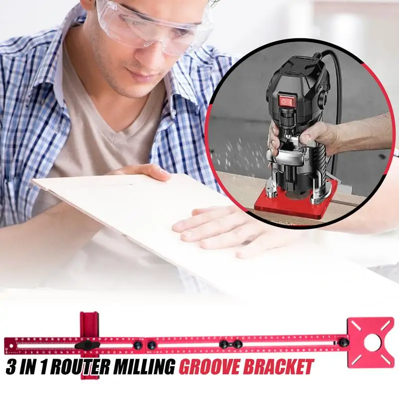 Alumínio Router Table Insert Plate, Milling Groove Bracke, 3 em 1 Router Tool, adequado para várias funções