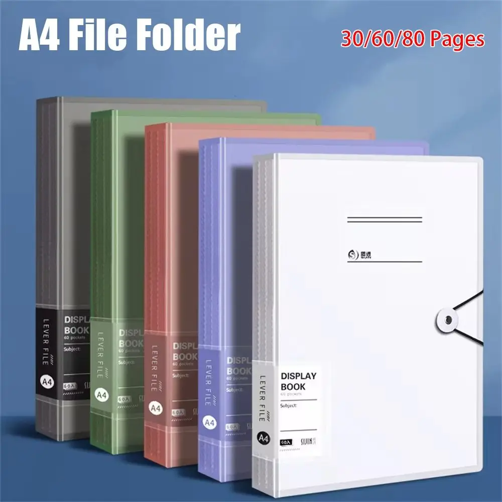 

1Pcs 30/60/80 Pages A4 File Folder Test Paper Classification Loose-Leaf A4 Paper Storage Box Transparent Insert Paper Waterproof