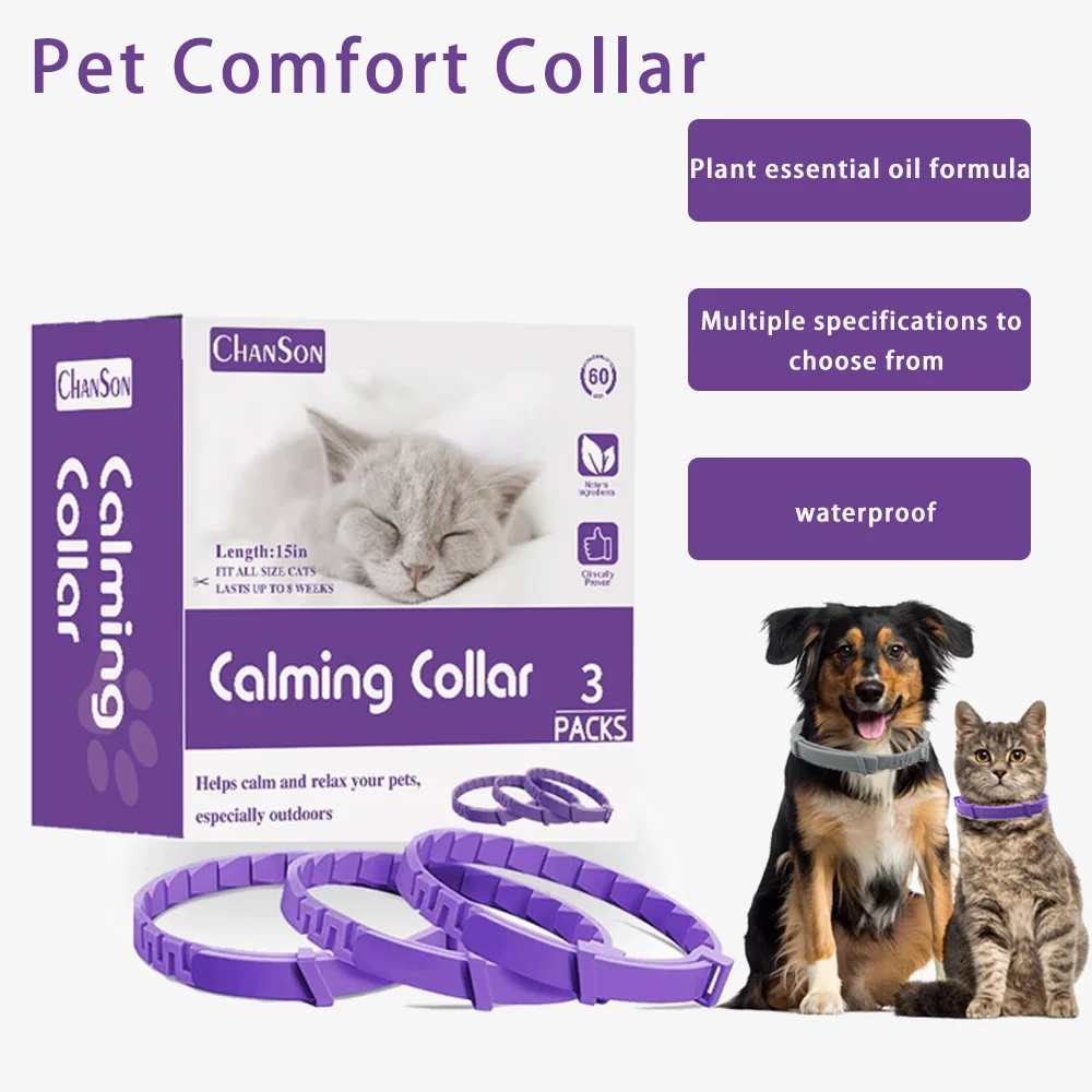 

38/62cm Calming Collar for Cats Dog Effective Safe Adjustable Anxiety Reduction Pheromone pets adapt to new environments