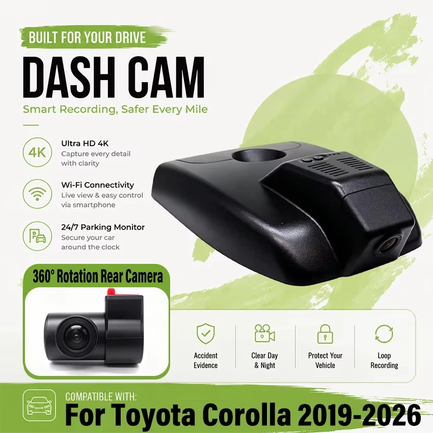 Dedicated DashCam For Toyota Corolla 2019-2026 Hatch & Hatchback & Sedan (Model A/B) Car DVR Plug and play Dash Cam Wifi Camera