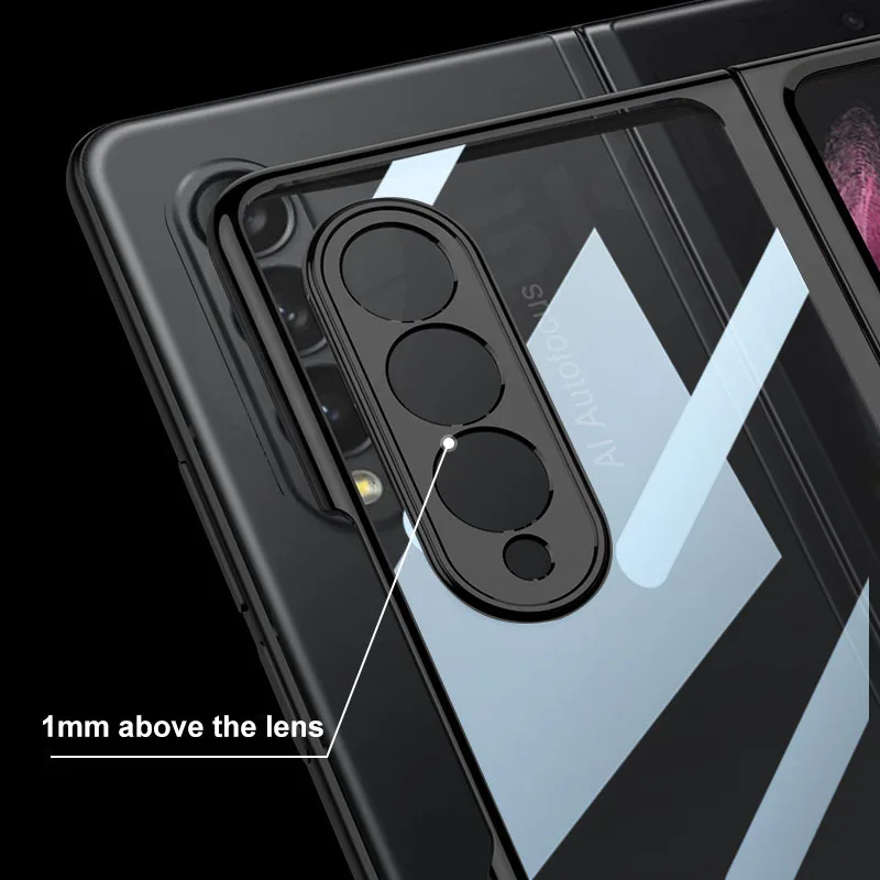 Luxury Plating Screen Glass Case For Samsung Galaxy Z Fold 3 Camera Protection Hard Plastic Cover For Galaxy Z Fold 3 4 Cases