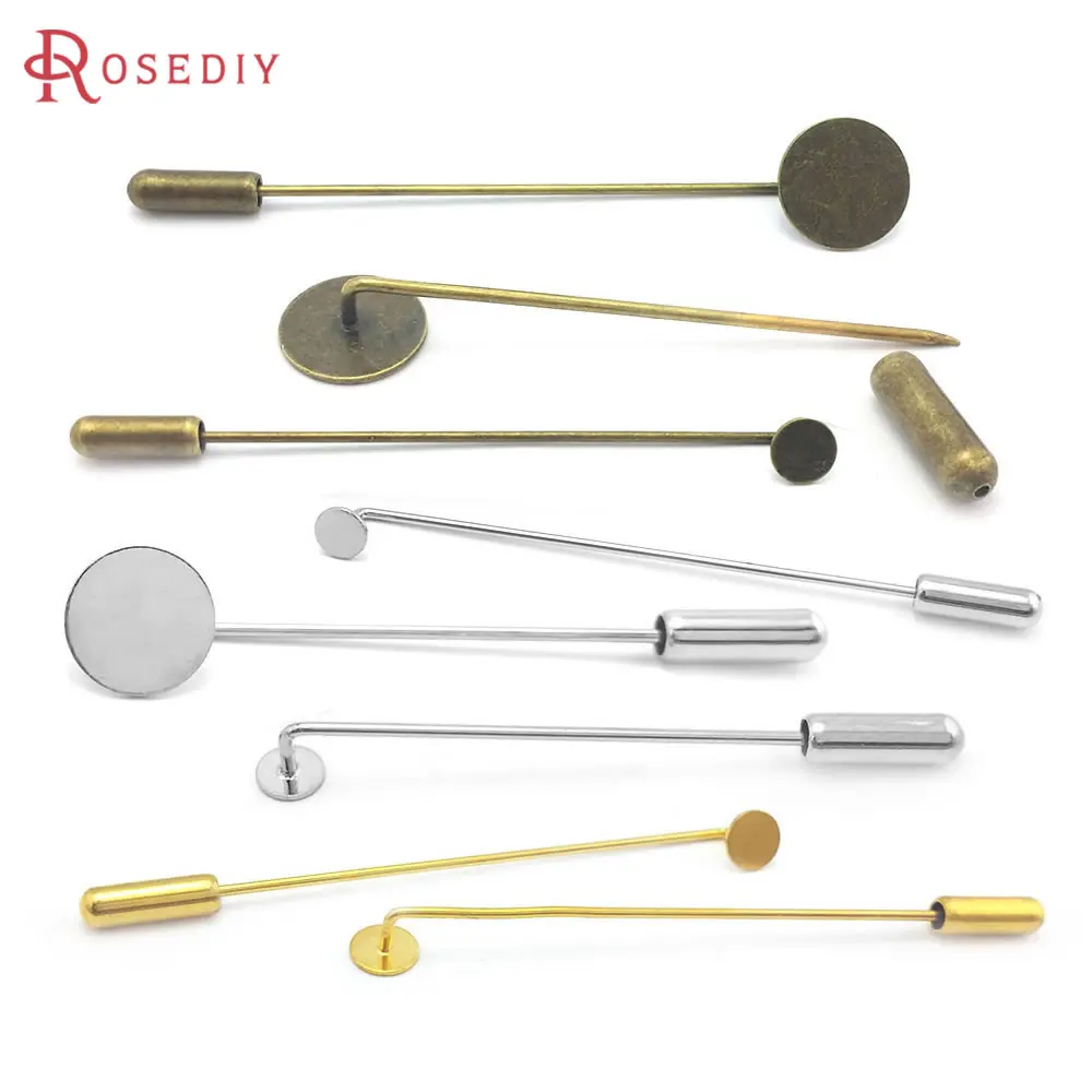 with stopper Can paste Round Disk Brass Brooch Base Brooch Pins Hat Pins Jewelry Making Accessories Findings Wholesale