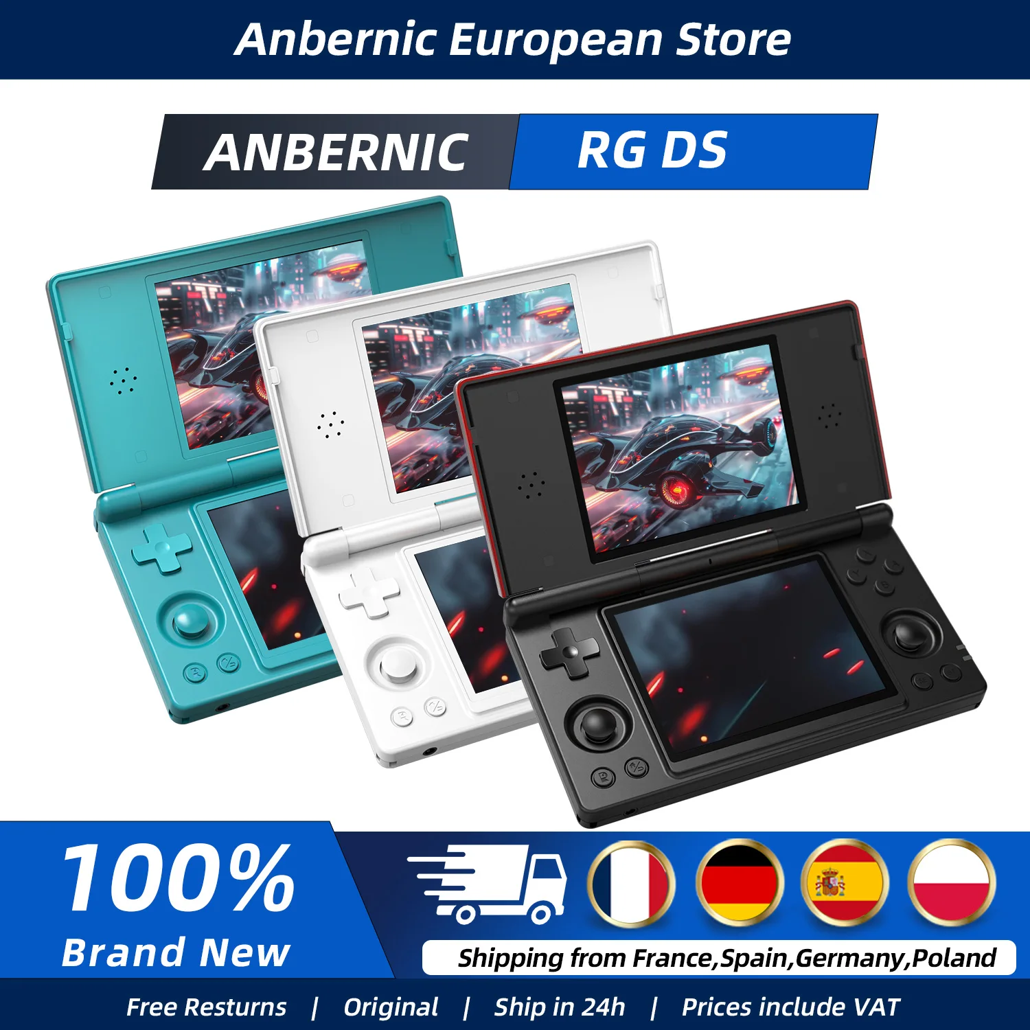 Consola de videojuegos retro Anbernic RG DS con pantalla táctil dual IPS de 4 pulgadas, Android 14, reproductor de juegos plegable RGDS, ideal para regalo de Navidad.