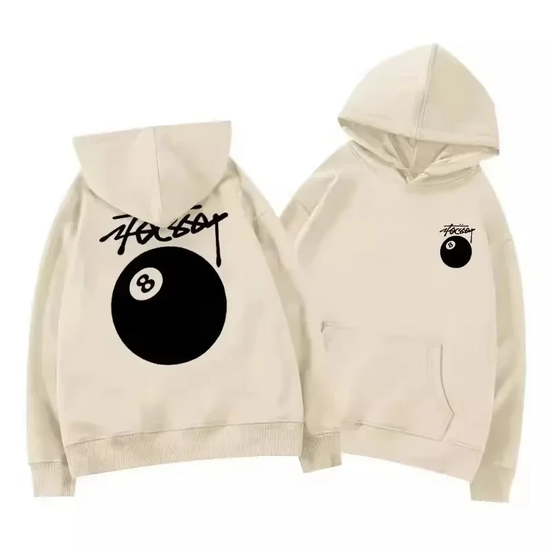 2027 New Billiard Print Street Autumn and Winter Warm Hooded Sportswear, Soft Casual Top, High-quality Comfortable Clothing