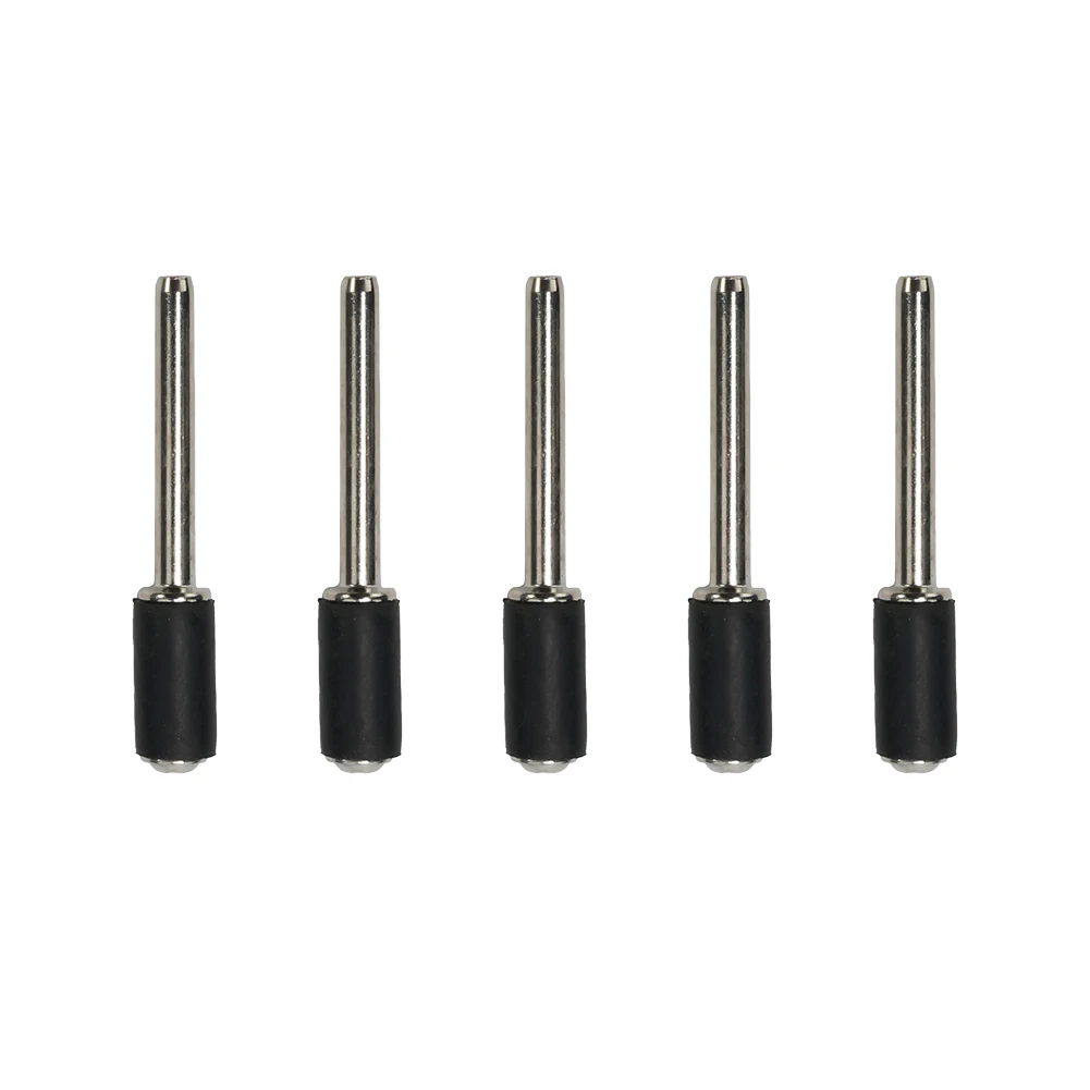 5Pcs Sanding Mandrels Groove Hard Woods Shape Metal Rotary Tools Rubber Shank Mandrels Silver 0.39inch 6.35mm Abrasive Tools