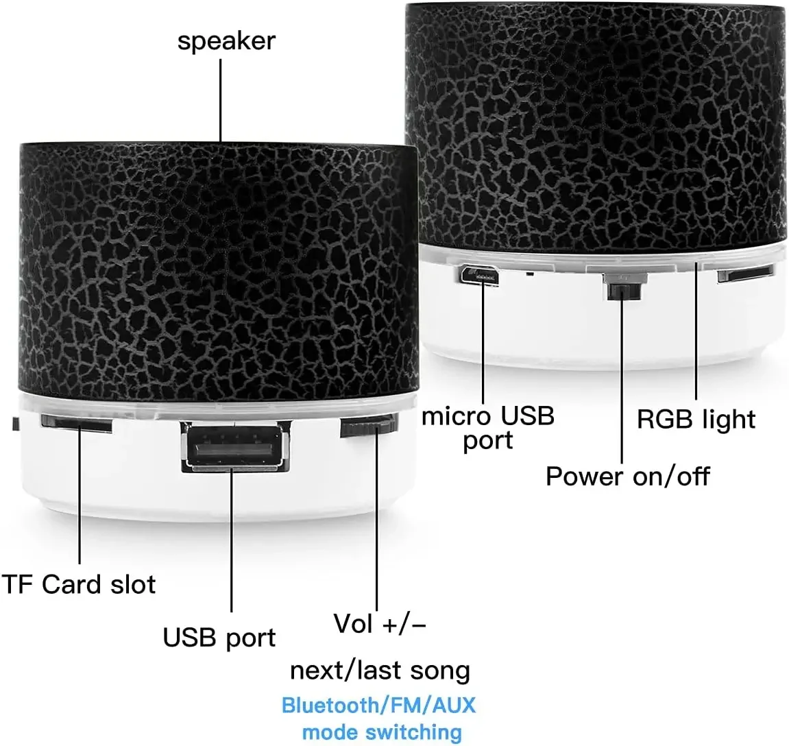 With LED Lights Speaker Portable Wireless Mini Bluetooth Speaker Super Bass Stereo Rechargeable Portable Outdoor Small Speaker