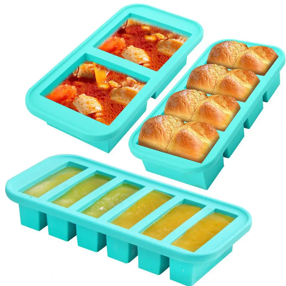 

Silicone Freezer Tray with Lid Leak-proof Soup Freezer Container BPA-Free Freezing Ice Tray Mold Kitchen Accessories