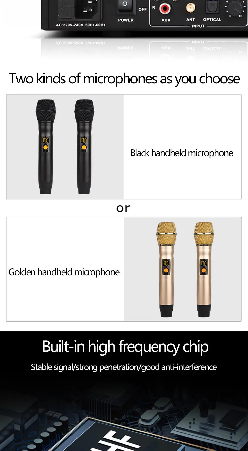 Wireless Audio Processing Professional Wireless Handheld Microphone With Bluetooch For Karaoke And Home Patry