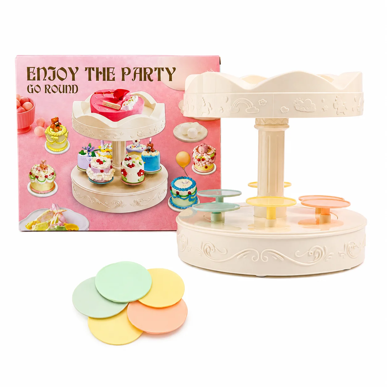 Birthday Party Cake Holder Rotating Dessert Stand Carousel Cake Stand Revolving Sushi Machine