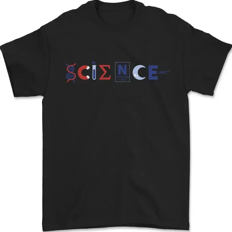 T-shirt en coton 100% pour homme avec symboles scientifiques, physique, chimie, biologie