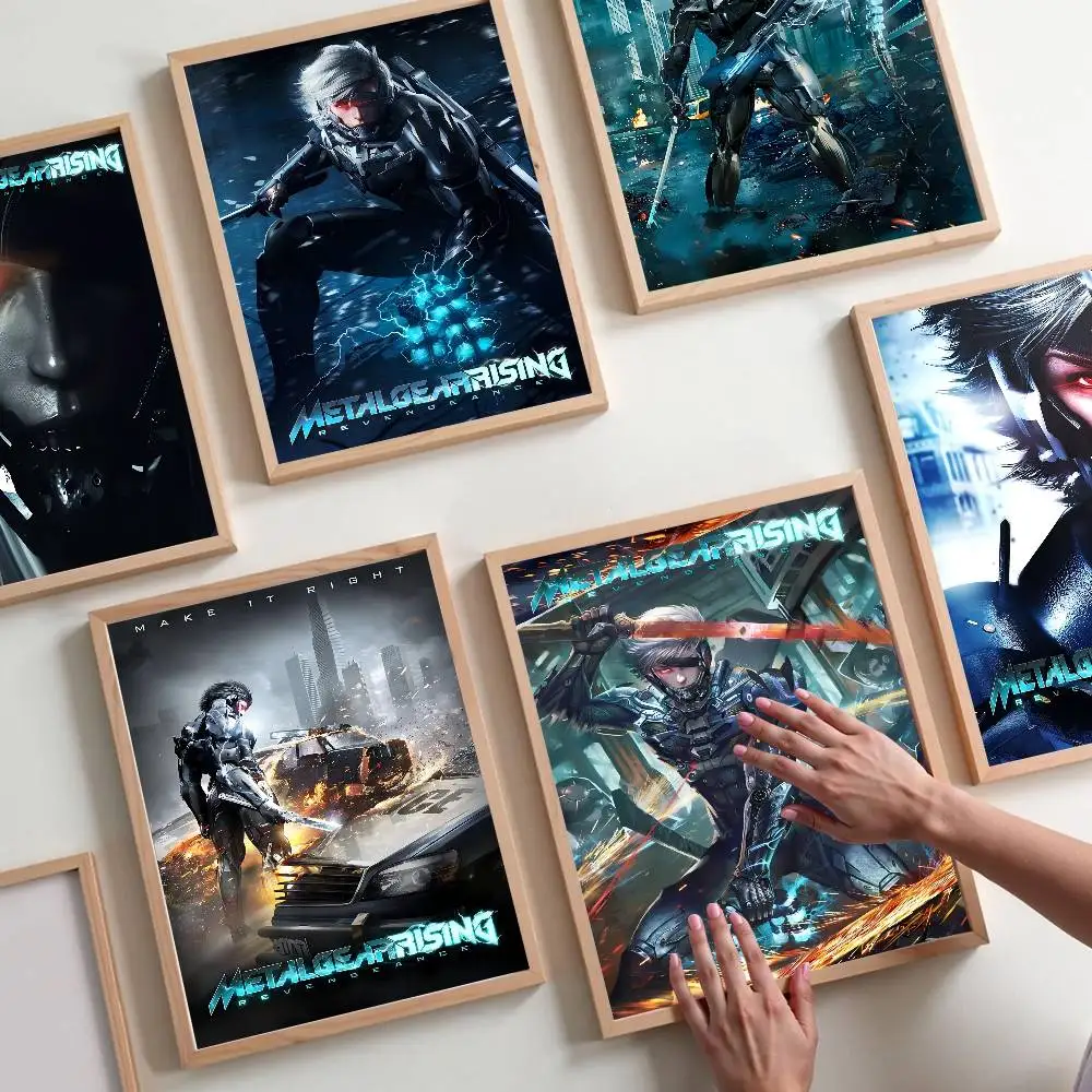 Metal Gear Rising Revengeance carteles de Anime Vintage pegatina de papel blanco adhesivo DIY habitación Bar cafetería decoración de habitación Kawaii