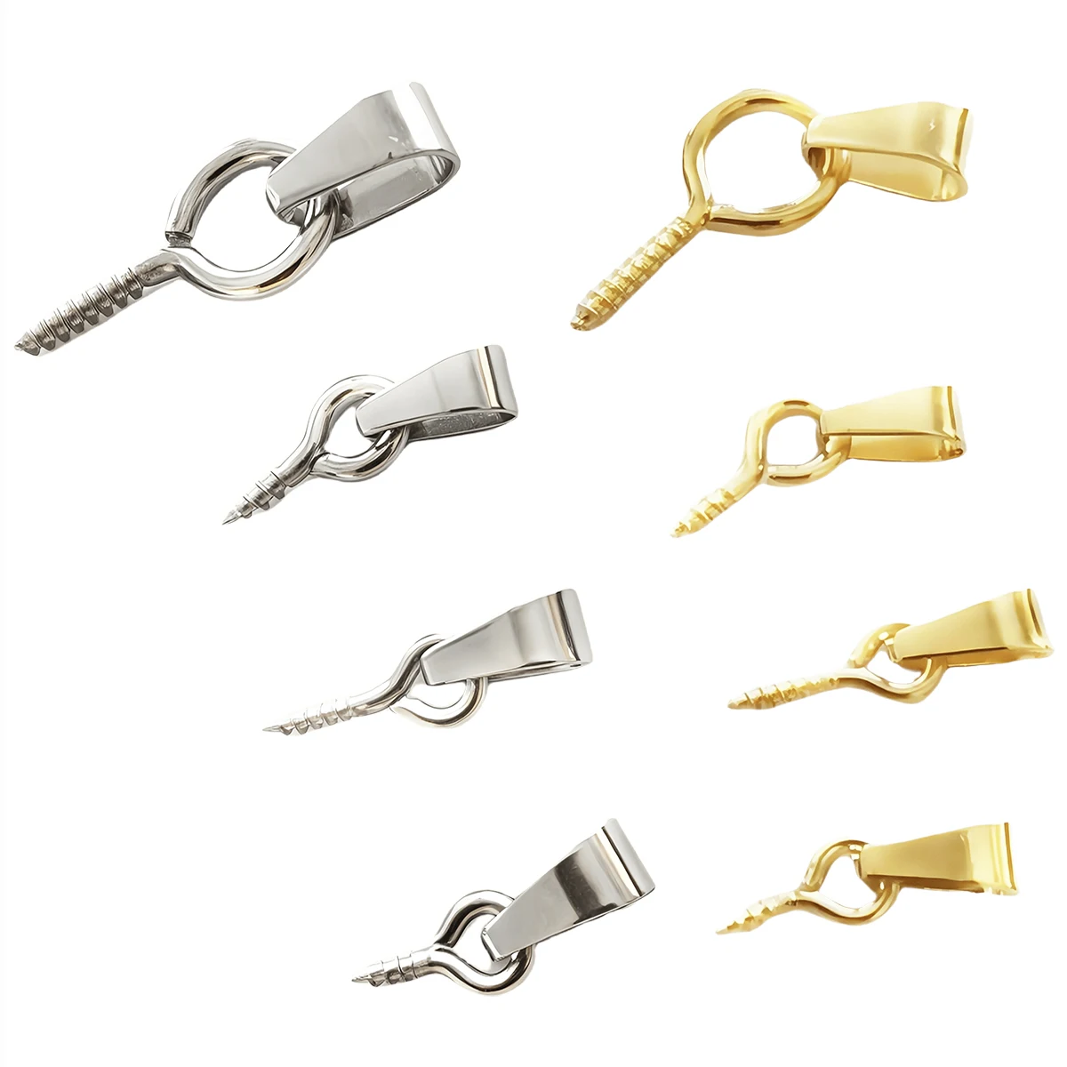 10-20 Stück Edelstahl-Schraubösen-Perlen mit Bohrung, Anhänger-Charms, Hängeverschlüsse, Verbindungsstücke für DIY-Schmuckherstellung – Detail 4