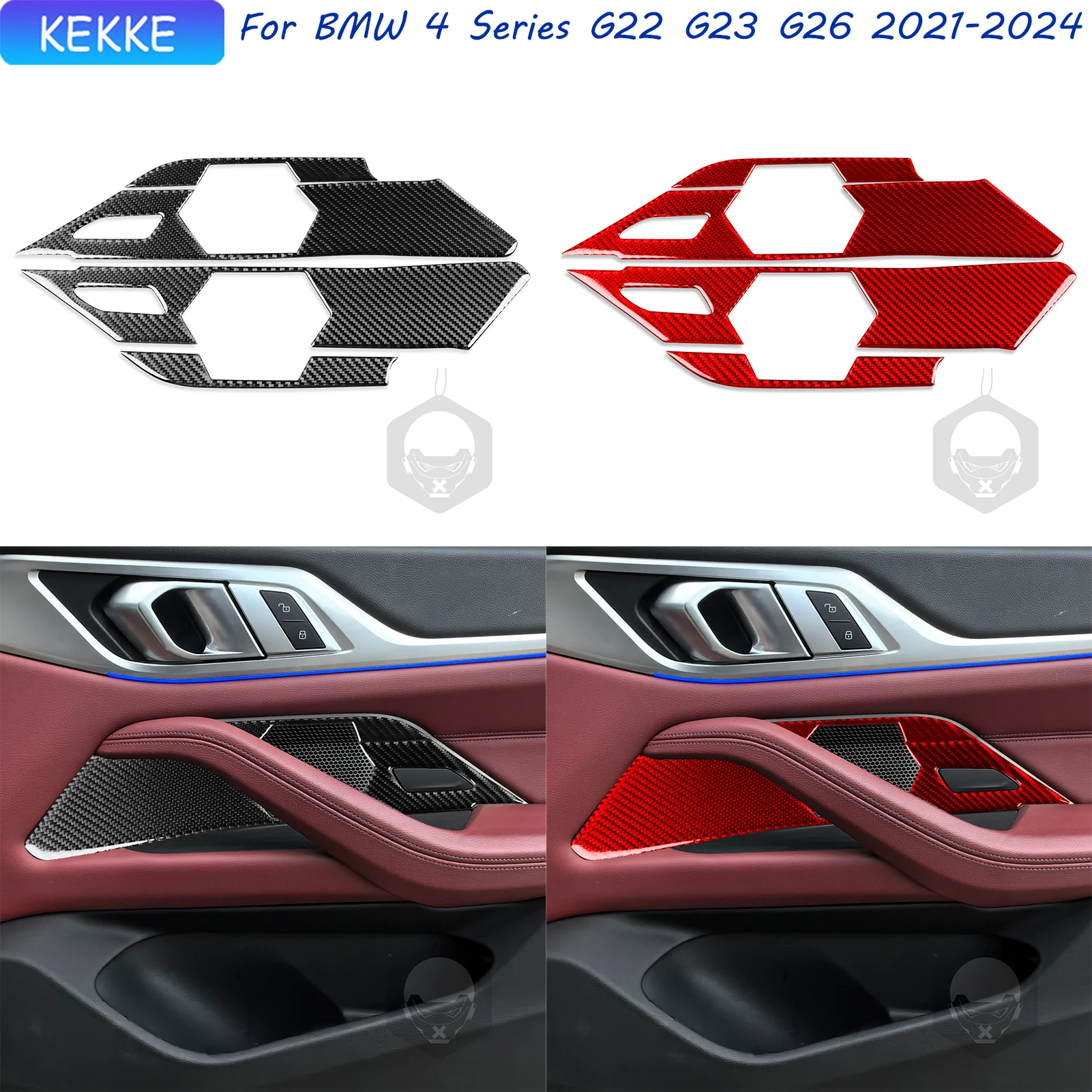 

For BMW 4 Series Accessories G26 2021-2024 Interior Front Door Horn Speaker Carbon Fiber Decal Auto Decoration Sticker