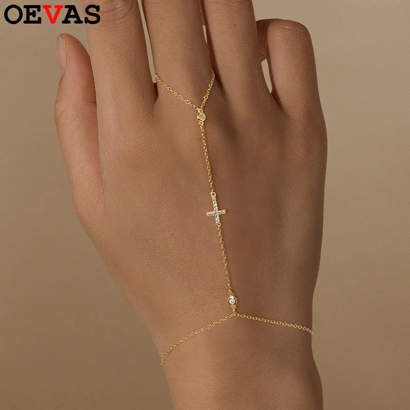 

OEVAS 5A Цирконовые браслеты модное кольцо-цепочка для женщин лабораторные бриллианты S925 браслеты из стерлингового серебра ювелирные изделия подарок оптовая продажа