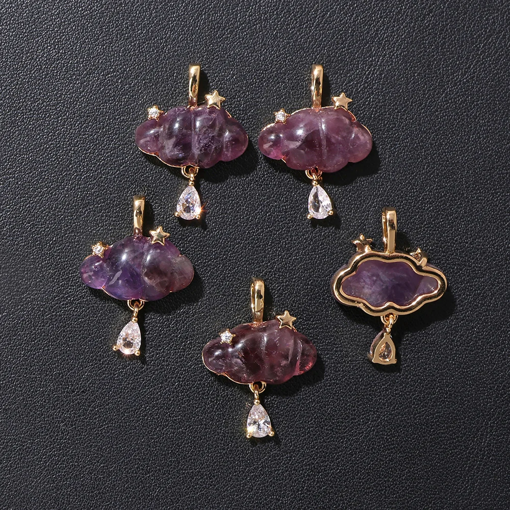 1 Stück Naturstein-Quarz-Anhänger mit Stern- und Wolken-Design, Amethysten und Tigerauge-Perlen für DIY-Schmuckherstellung – Detail 8