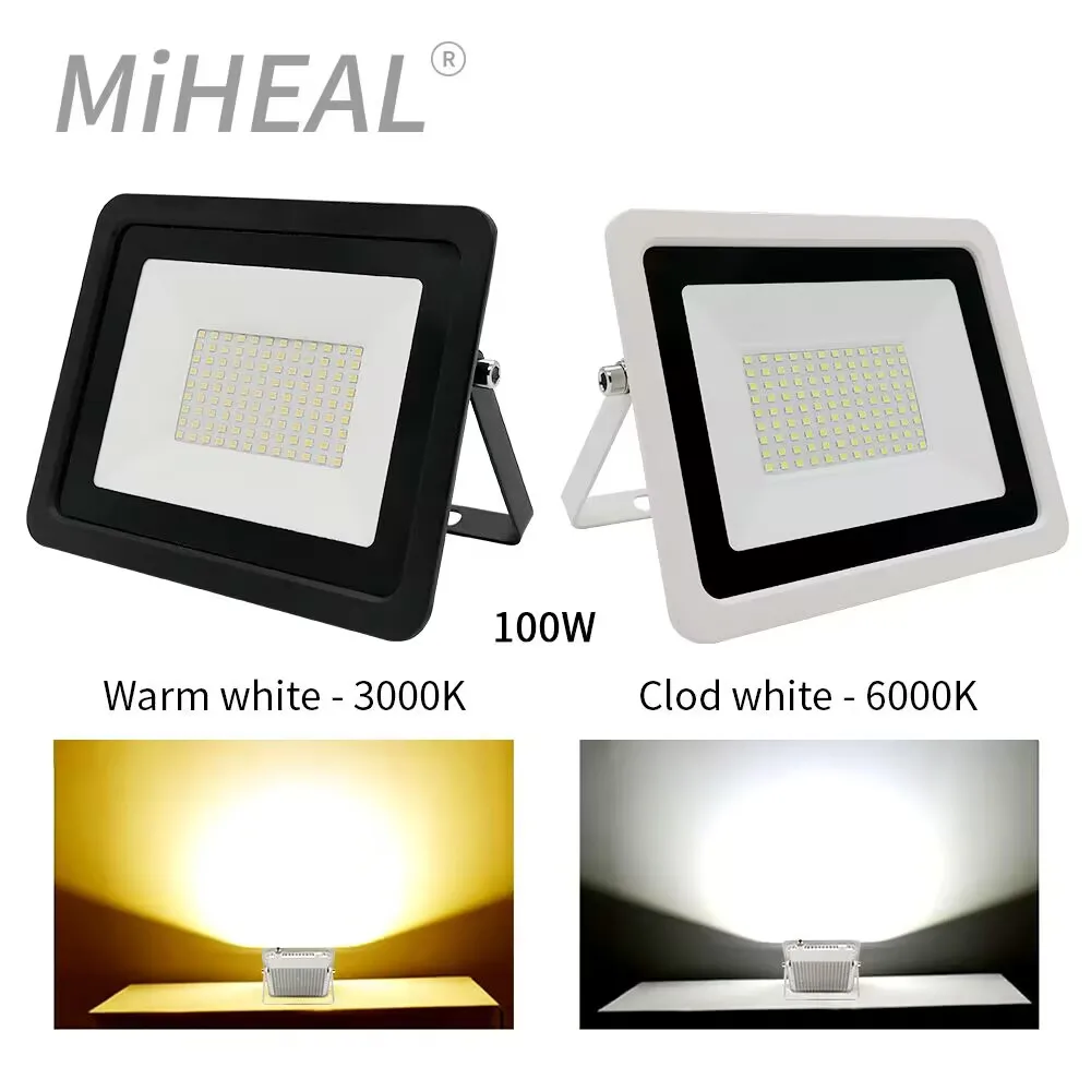 LED Floodlight 10W 20W 30W 50W 100W Flood Light 220V Waterproof IP68 Outdoor Wall Garden Spotlight Reflector Foco Lamp