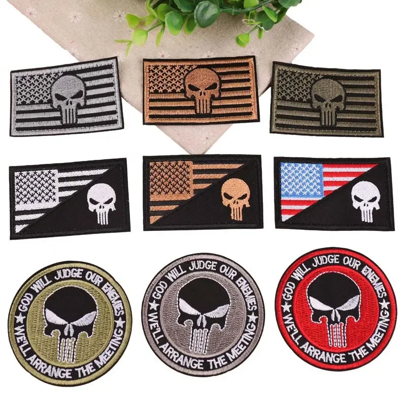 SKULL PATCH Embroidery Decorative PatchesMilitary Tactical Badge Ironing Uniform Patch for Clothing Backpack