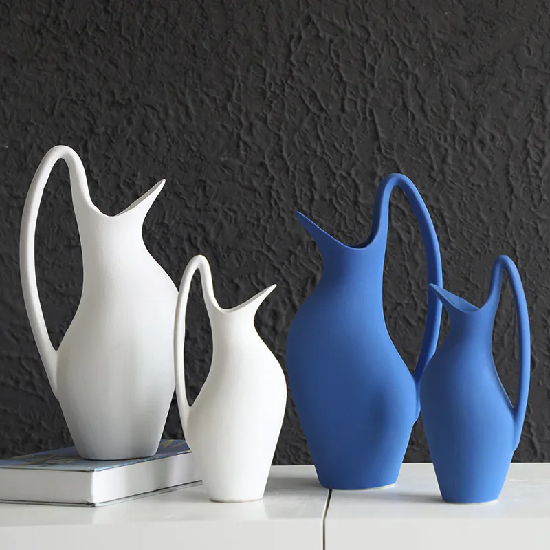 Designer Swan Shaped Ceramic Vase Nordic Living Room Home Ornament Dried Flower Arrangement Soft Furnishing Decor