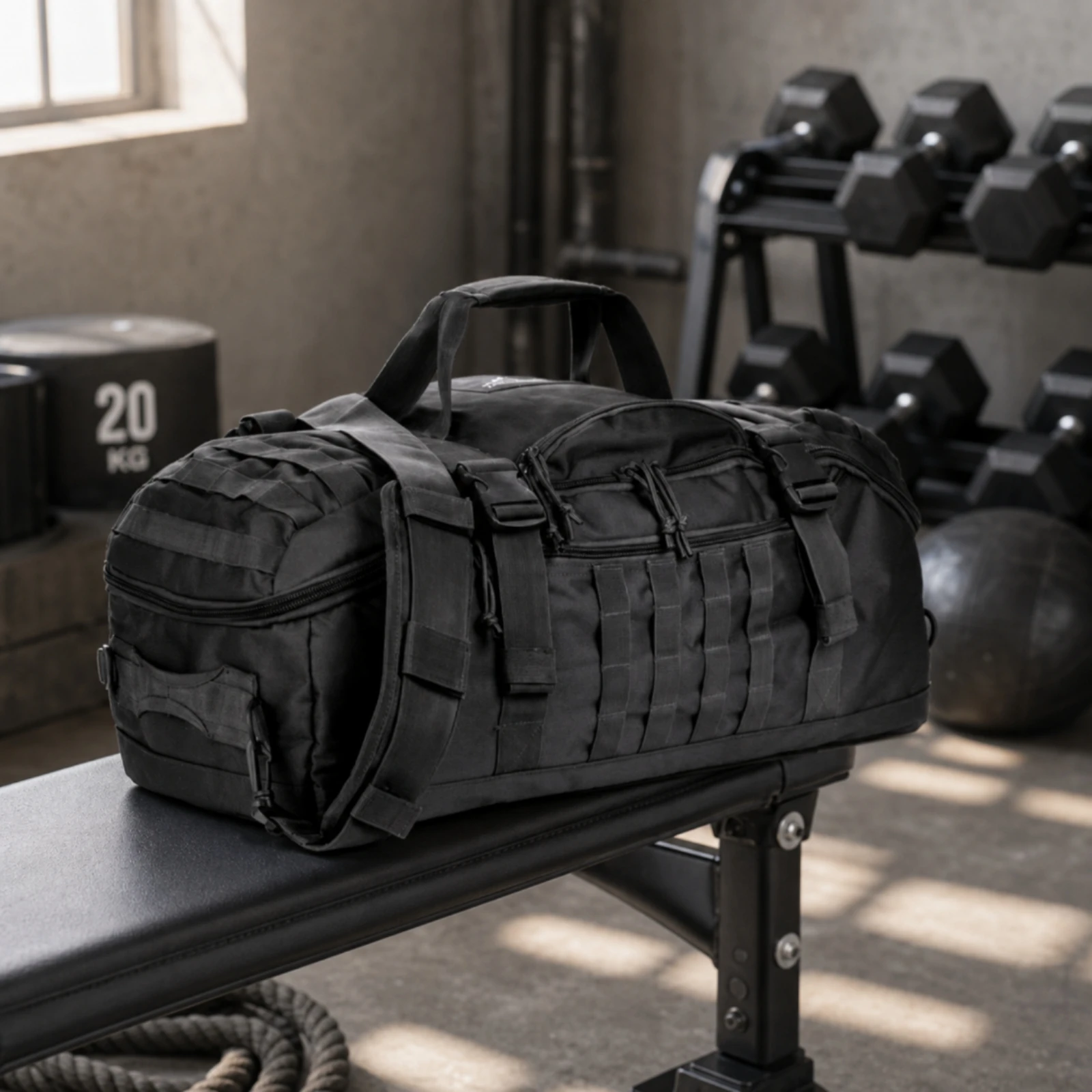 Duffel Bag with Backpack Straps Waterproof Gym Bag with Backpack Straps Heavy Duty Adjustable for Travelers, Weekend Trips view 4