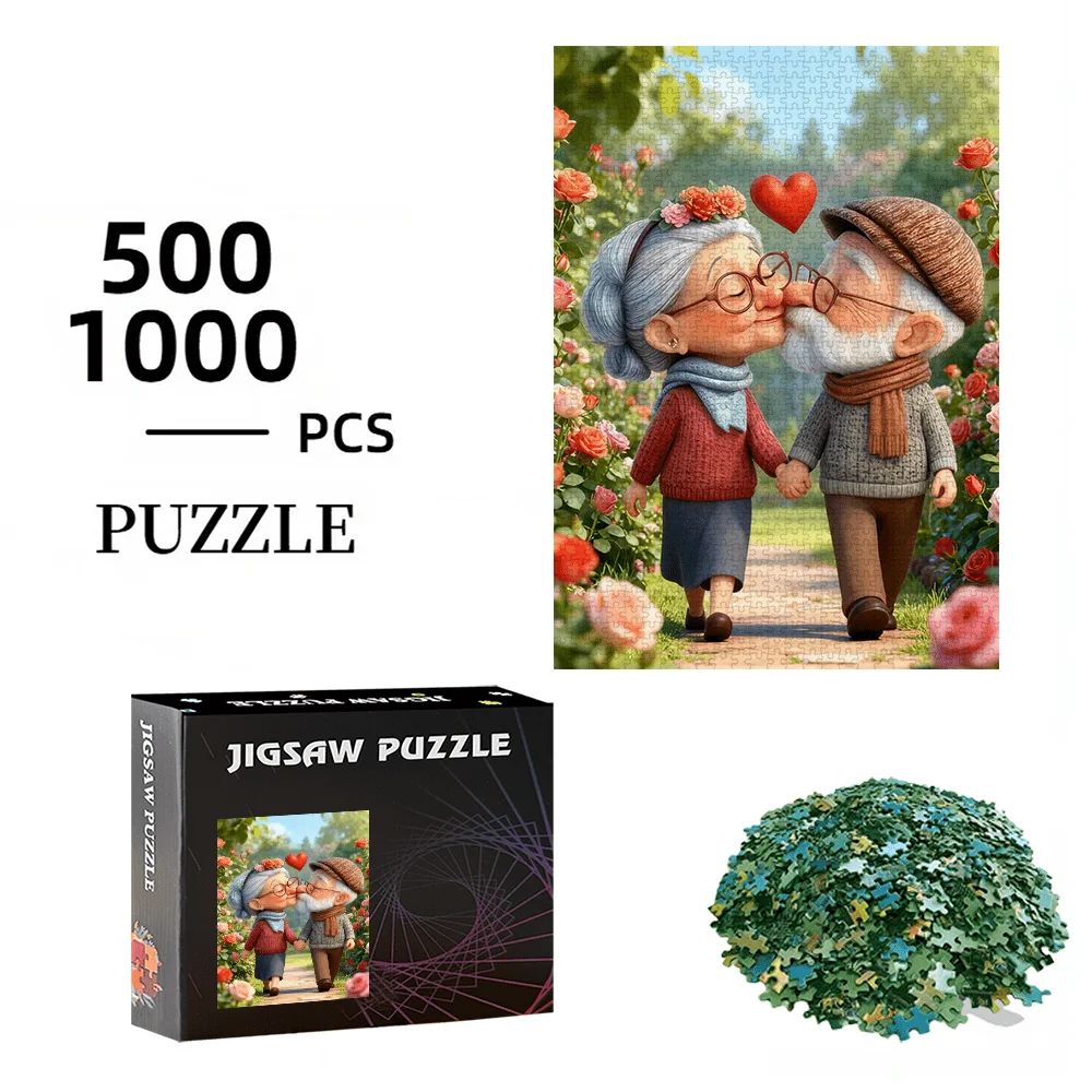 500-2000pcs Couple Puzzle for S & Seniors - Large Piece Easy Assembly, Portable Brain Teaser Game, /Christmas/Thanksgiving