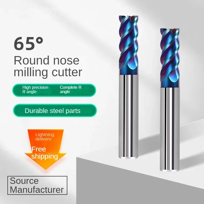 HRC65 4F Bull Nose End Mill Blue Nano Coated Solid Carbide R Milling Cutter CNC Tool for Hardened & Stainless Steel