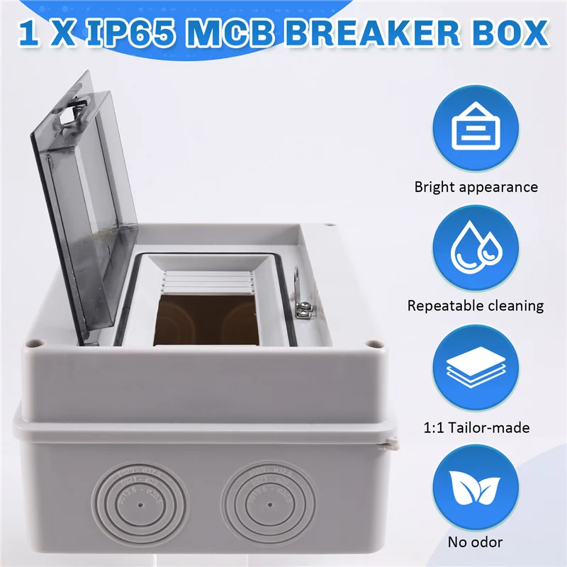 

HT-8 Way IP65 Mcb Breaker Box Distribution Protection Box Power Electronic Din Rail Enclosure-AT64