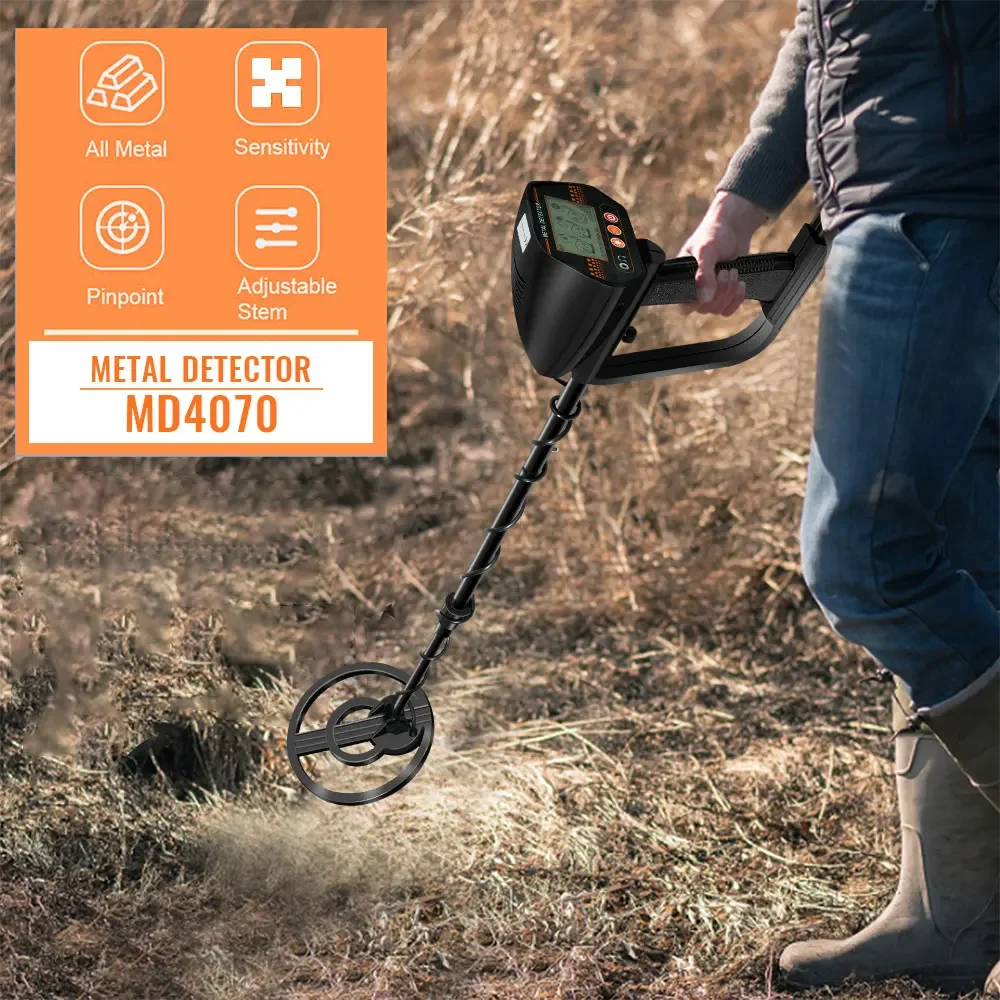 

MD4070 подземный металлоискатель, высокая чувствительность, ювелирные изделия, сокровище, золото, водонепроницаемый металлоискатель, искатель монет для взрослых и детей