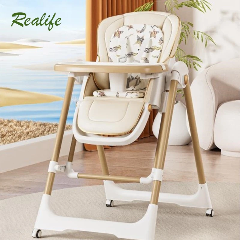 Realife-Chaise de Salle à Manger pour Bébé, Juste de Siège en Cuir Polyvalente, Table à Bascule, Assiette de ix, 2 en 1