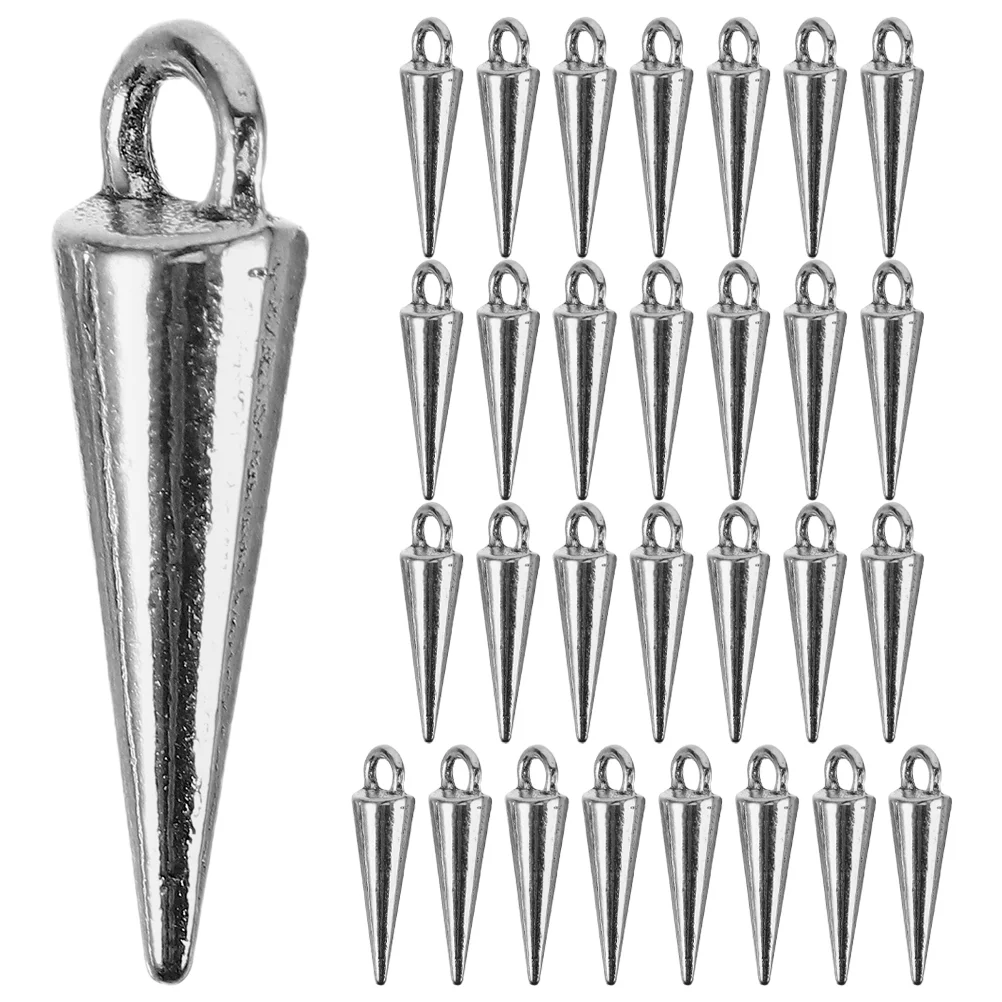 

30 Pcs Necklace Pendant Accessories Spike Cone Pendants Jewelry Gothic Beads Stainless Steel Charms Bracelet Silver for Making