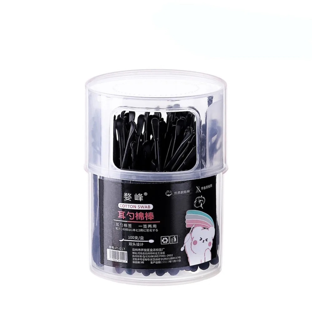 100Pcs Convenient Double-headed Ear Cleaner Plastic with Ear Spoons Cotton Swabs Disposable Soft Cleaning Cotton Bud Home