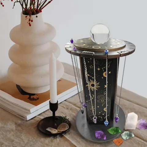 Exquisites Crafts Crystal Stand with 360 Degree Rotatable Pendulum Holder for Zodiac Enthusiasts Necklaces
