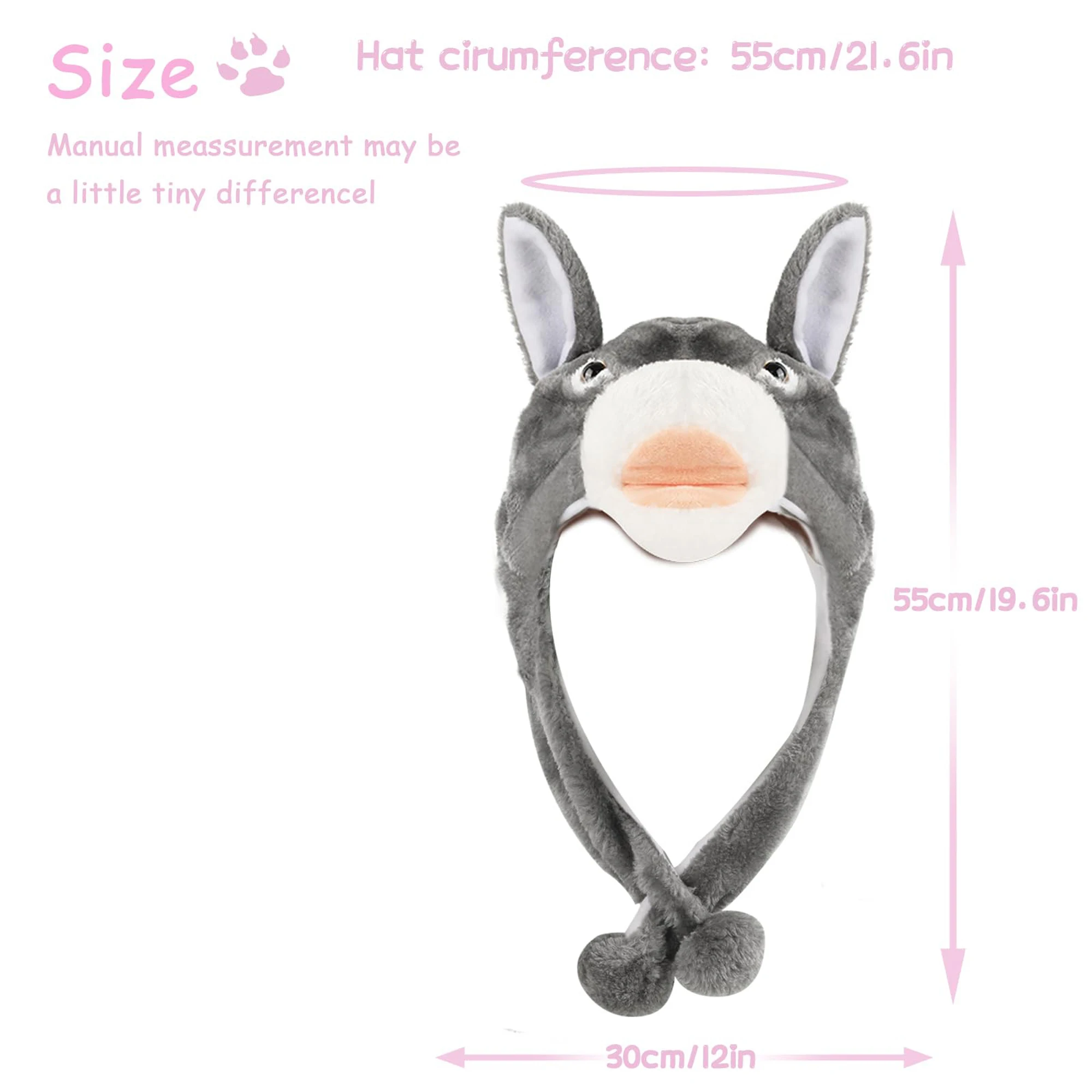 

Soft and Cozy Plush Animal Hat with Ear Flaps for Kids and Adults Perfect for Animal Cosplay and Parties