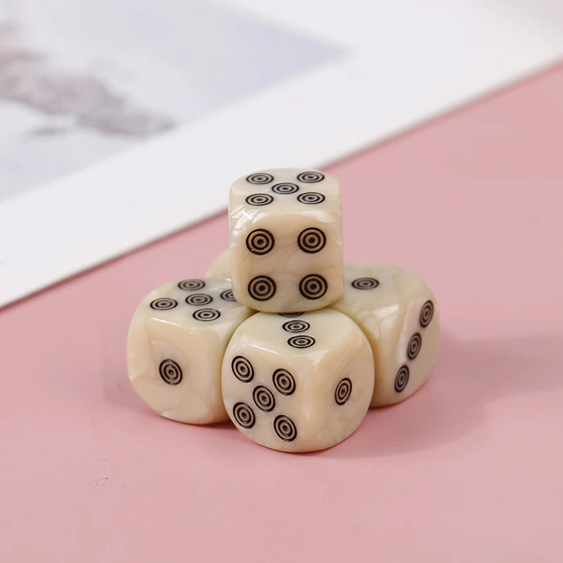 Conjunto de dados d6 de 6 lados, cantos redondos, 16mm, acrílico, marfim, para jogo de tabuleiro, entretenimento, cubos de festa, acessórios mahjong, com 10 peças