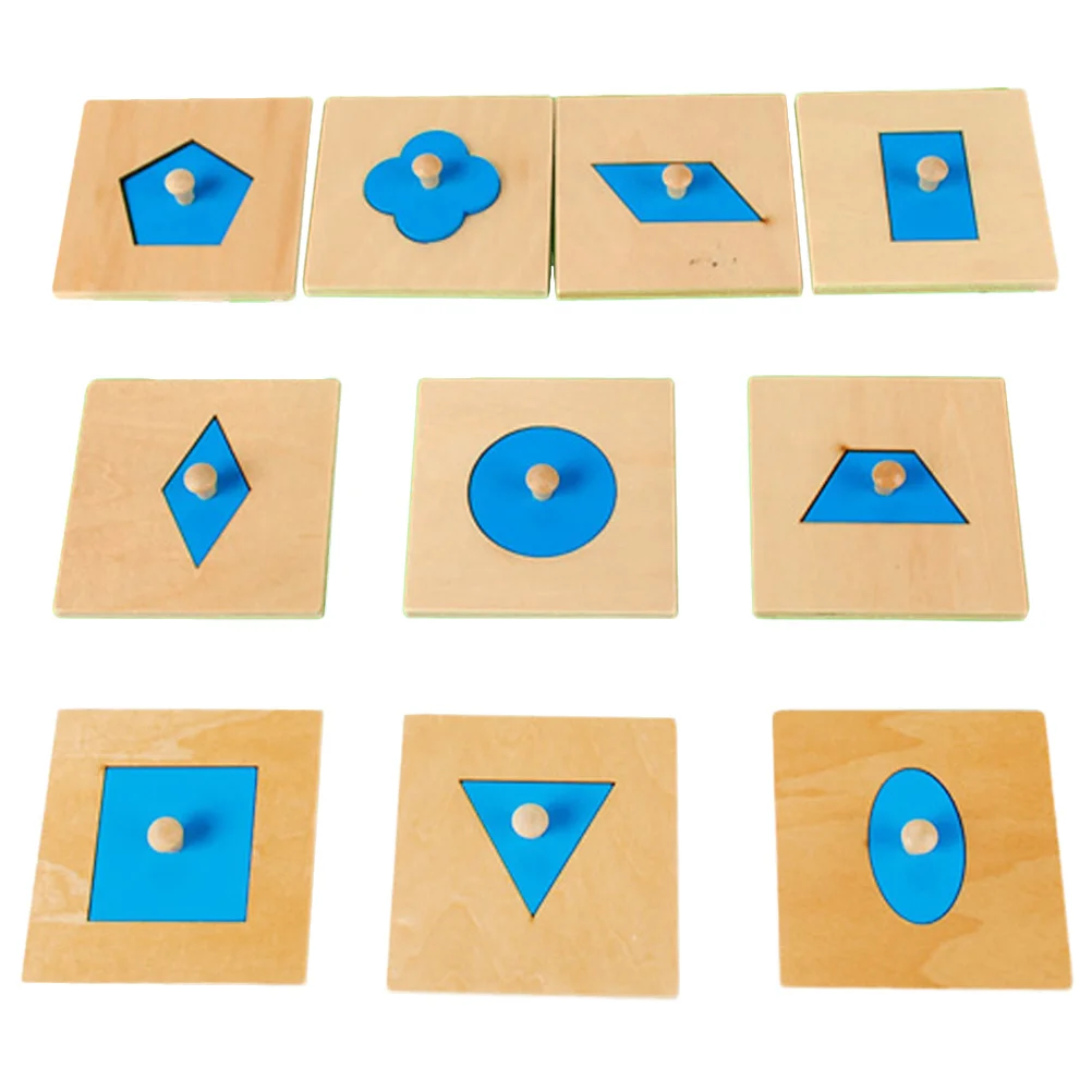 

10pcs Math Toys Wood Geometry Shape Insets Early Childhood Education Preschool Training Kids Toys Geometry Puzzles