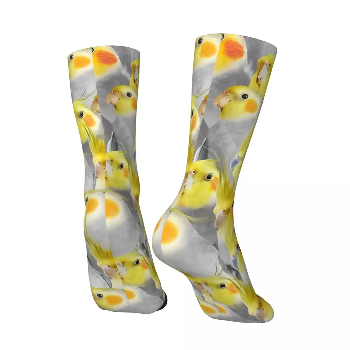 Retro Cockatiel Crowd Pattern Men's Socks Parrot Pet Bird Unisex Novelty Pattern Printed Funny Crew Sock Gift