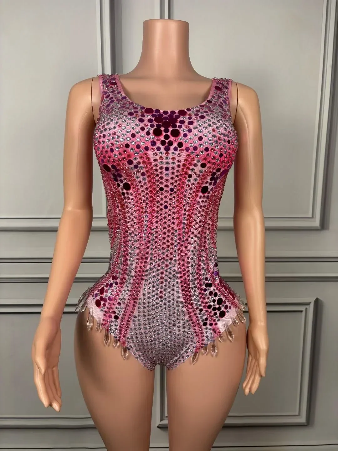 2024 New Arrival Sparkly Rhinestones Tight Bodysuit For Women Sexy Performance Dancer Costume Nightclub Bar DJ Show Stage Wear