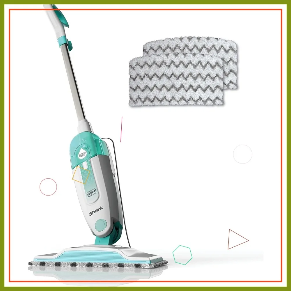 

Паровая швабра с моющимися насадками, съемным резервуаром, легкий очиститель для твердых полов, плитки, ламината в цвете белый/морская пена