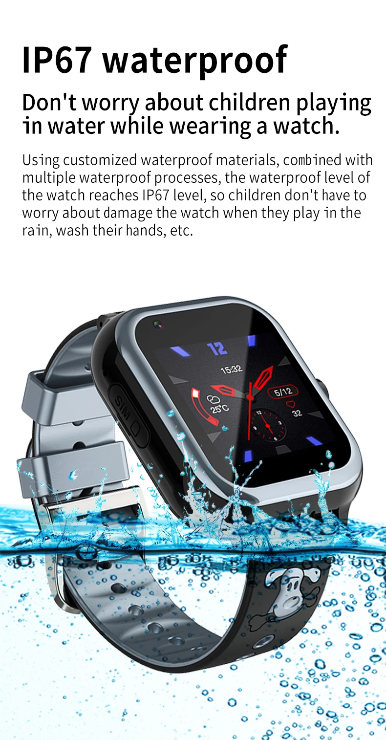 

Kids Smart Watch GPS Positioning 4G Sim Card SOS Phone Call 8GB ROM APP Store 7Days Working Class Monitoring IP67 Waterproof