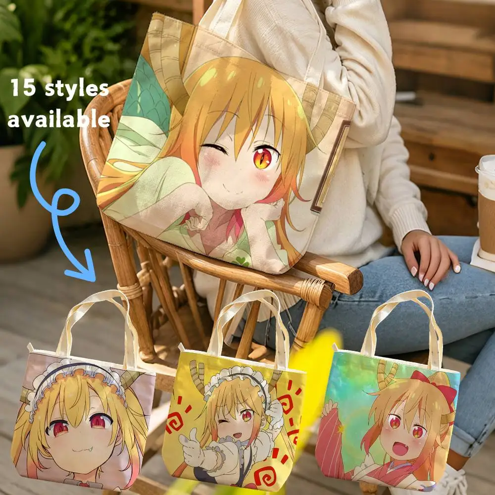 Dragon Maid T-Tohru Anime Waterproof Lined Canvas bags suitable for going to class, shopping, gifts, and commuting