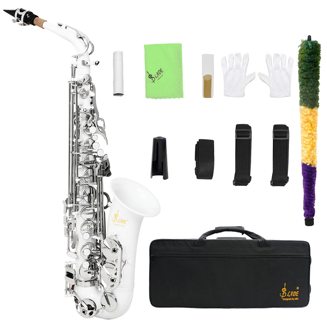 White Eb Tone Sax Musical Instrument Factory Wholesale OEM ODM Brass Silver Keys Cheap Alto Saxophone With Case