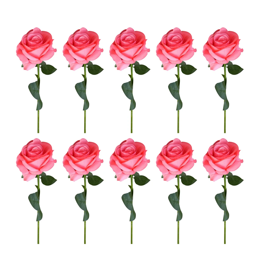 

10Pcs Realistic Artificial Rose Bouquet Silk Floral Arrangements Bridal Wedding Decor