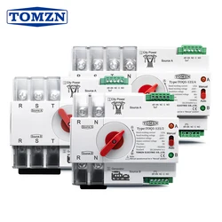 TOMZN Din Rail 2P 3P 4P ATS Dual Power Automatic Transfer Switch Electrical Selector Switches Uninterrupted Power 63A 100A 125A