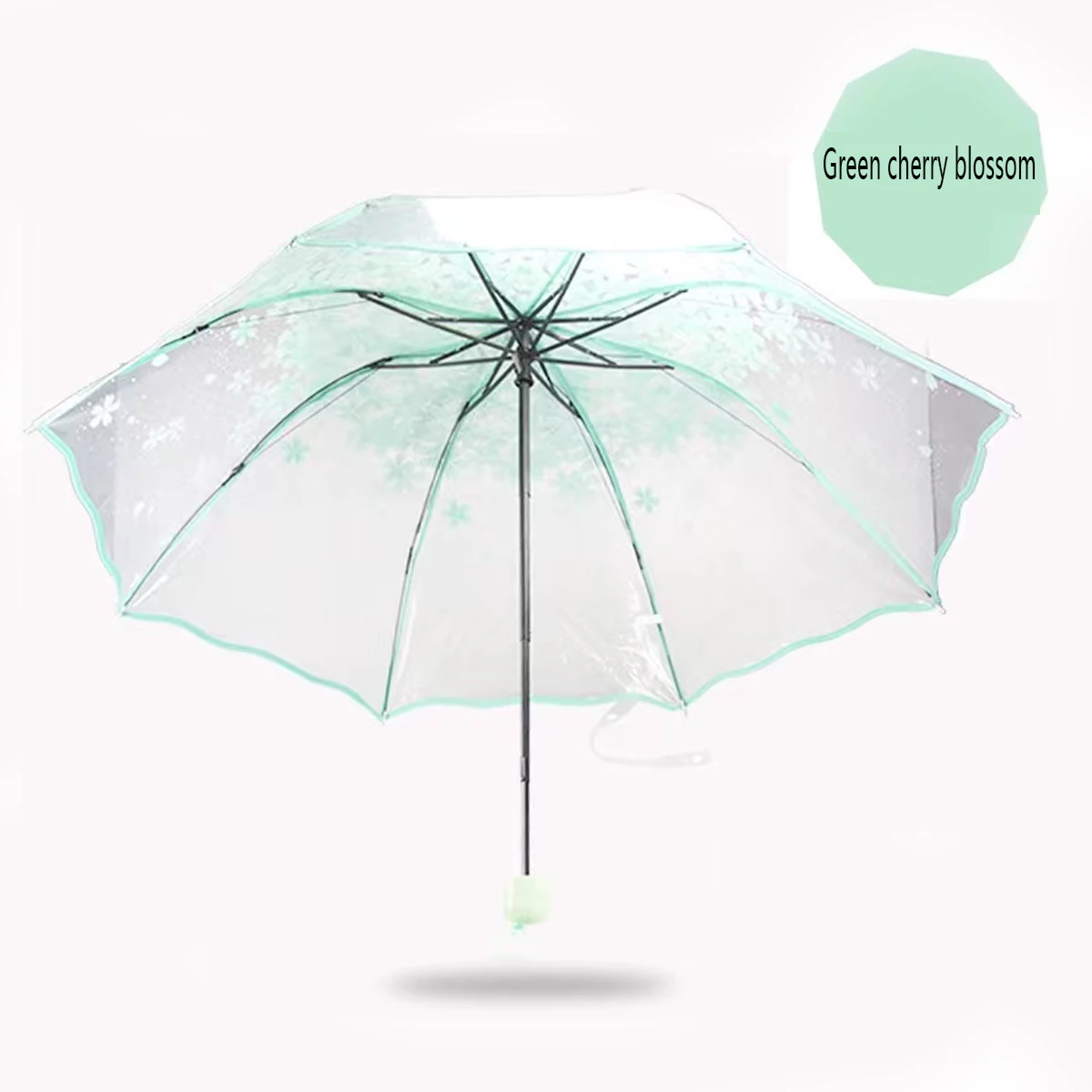 1pc Foldable Sun Manual Umbrella, Cute Clear Romantic Umbrella WithFlower Pattern Foldable Manual Umbrella, Cute Clear Outdoor U