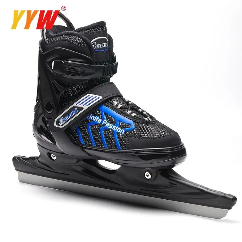 Skating Ice Skates Shoes with Ice Blade Warm Thicken Figure Adult Kids Children Professional Thermal PVC Waterproof Black