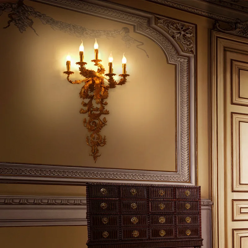European Luxury Five-Headed Candle Lamp Retro Villa Hotel Aisle Lighting Atmosphere Corridor Decorative Lighting Fixture