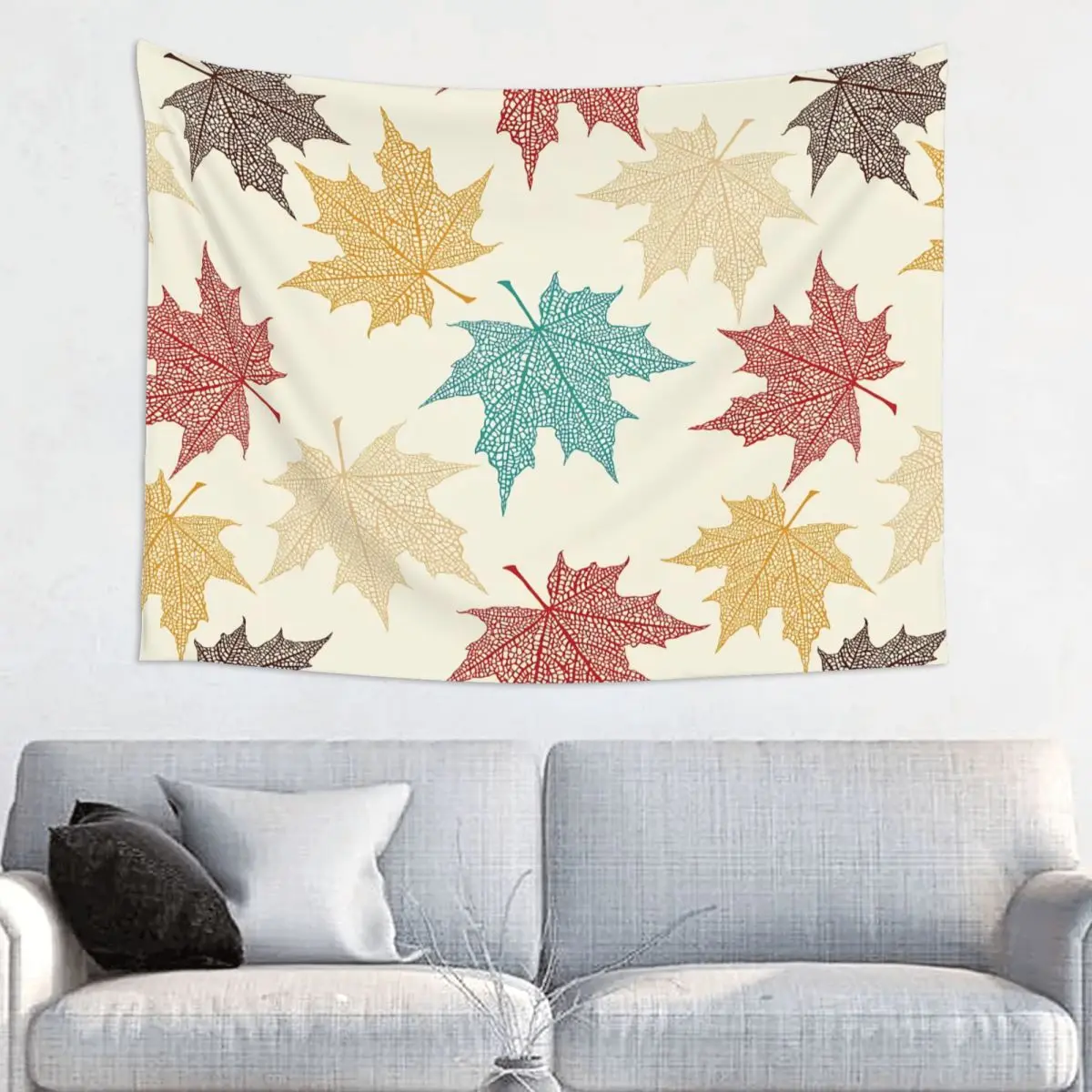 Maple Fallen Leaves Tapestry Colorful Polyester Wall Hanging Colorful Wall Decor Table Cover Mandala Tapestries